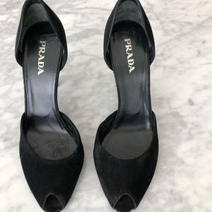 Prada Suede Open Toe Pump